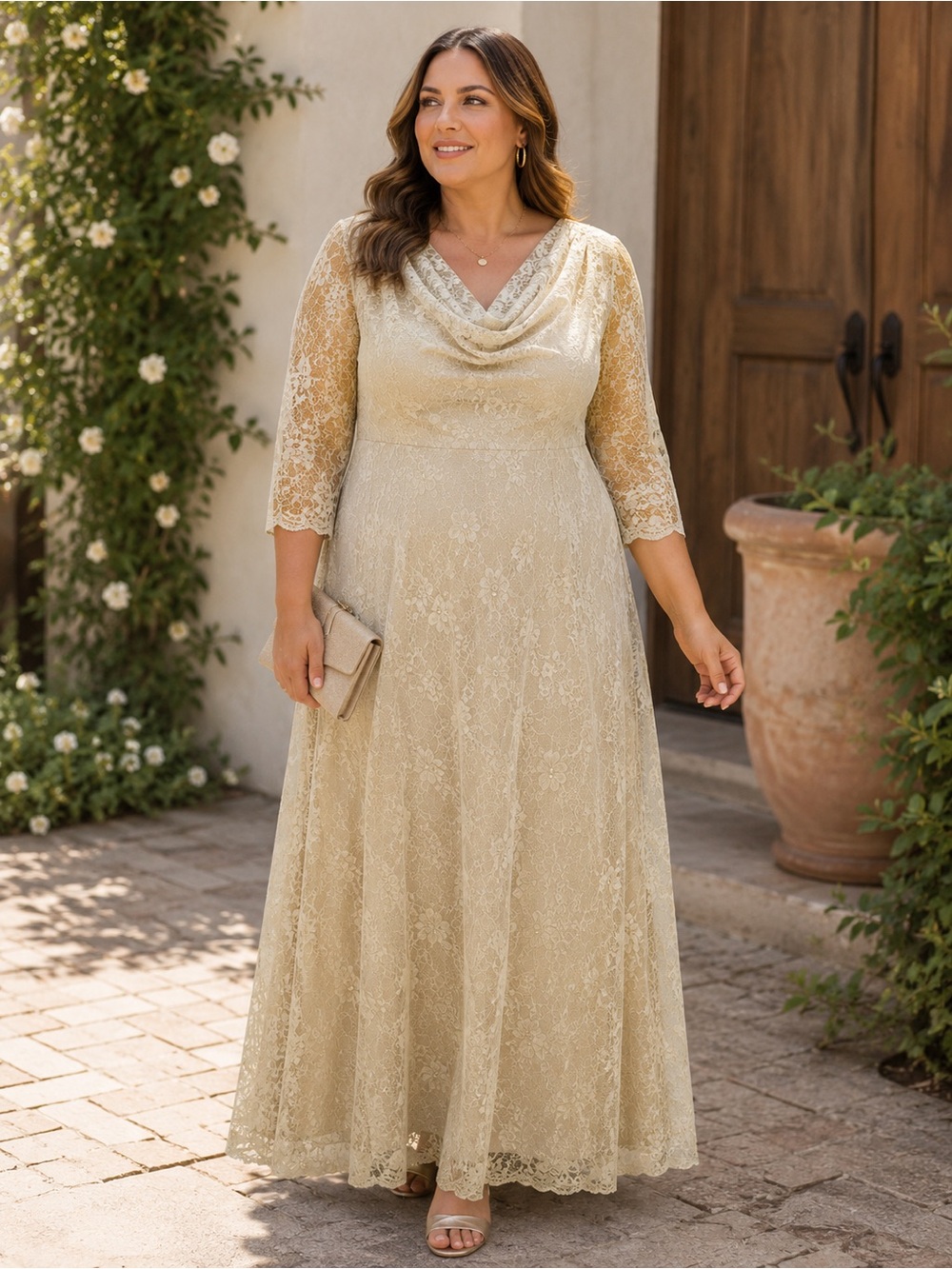 cream boho maxi dress AFRM | Dresses | Lace 2x Nwt Beige Romantic Cottagecore Formal Old Money FitID-16 casual wedding‐guest events and New In✨✨ Lace Empire Lace maxi Pattern:Olive